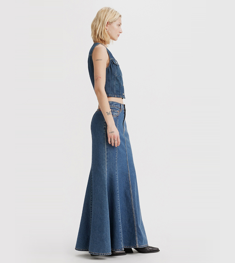 Faded Mermaid Denim Skirt