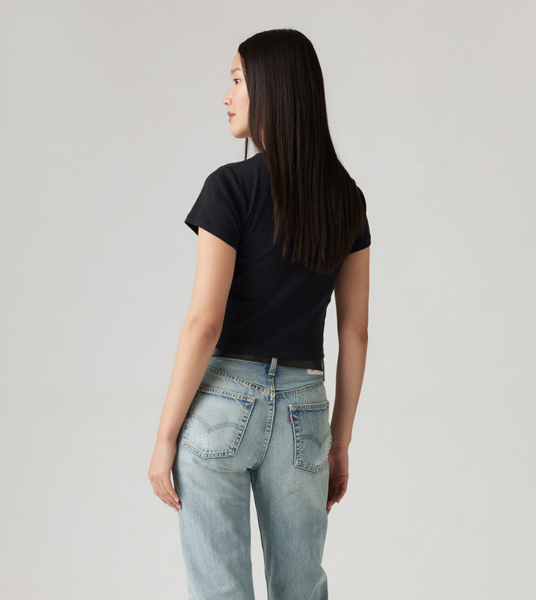 Logo Printed Short Sleeves Crop T-Shirt