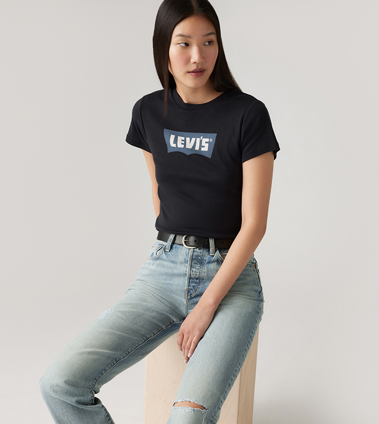 Logo Printed Short Sleeves Crop T-Shirt