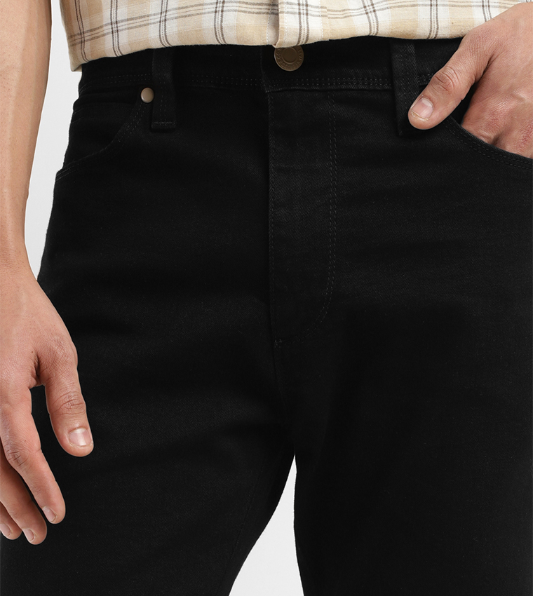 Solid Mid Rise Slim Fit Jeans