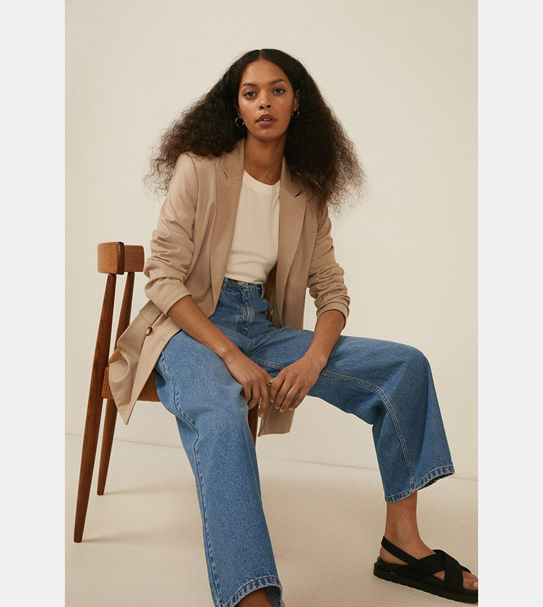 Buy Oasis Organic Crop Wide Leg Jeans In Blue 6thStreet Oman