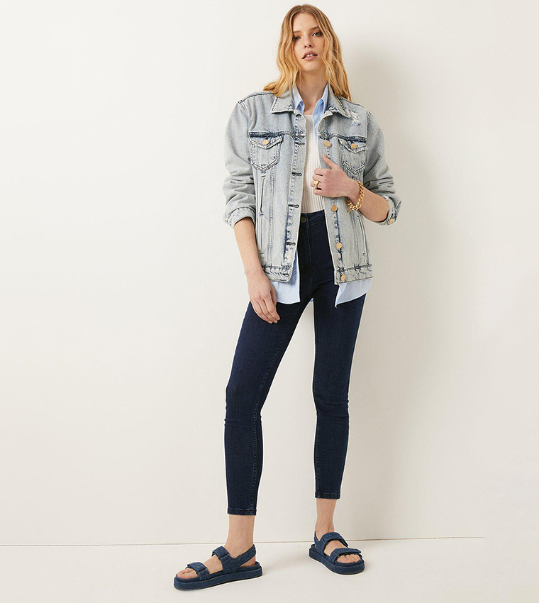 Buy Oasis Organic High Rise Skinny Fit Jeans In Blue 6thStreet Kuwait