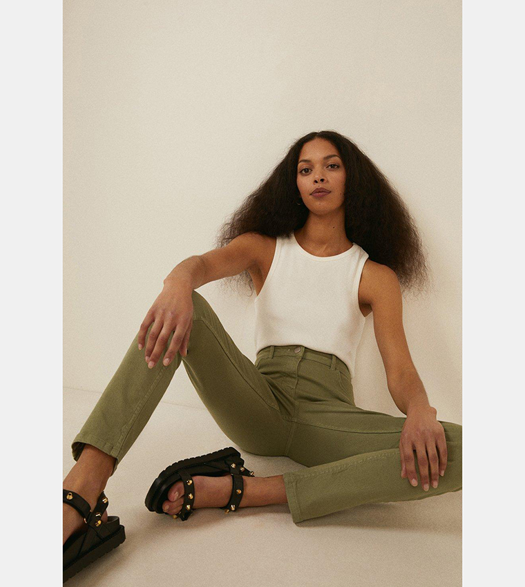 Buy Oasis Cherry Organic Sculpting Slim Fit Jeans In Khaki