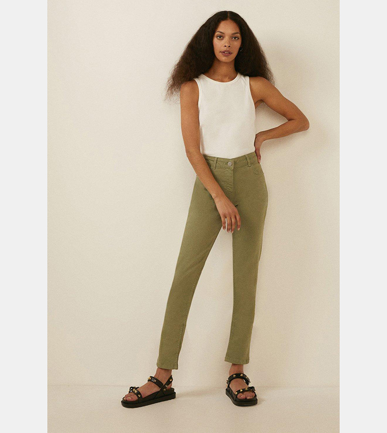 Buy Oasis Cherry Organic Sculpting Slim Fit Jeans In Khaki 6thStreet Oman