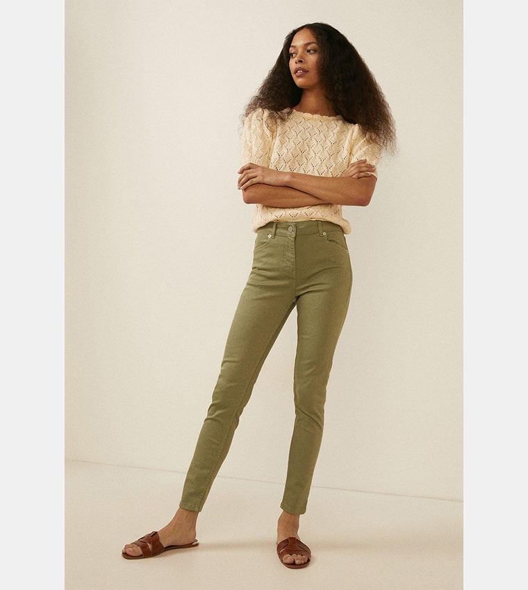 Buy Oasis Jade Organic Mid Rise Skinny Fit Jeans In Khaki 6thStreet