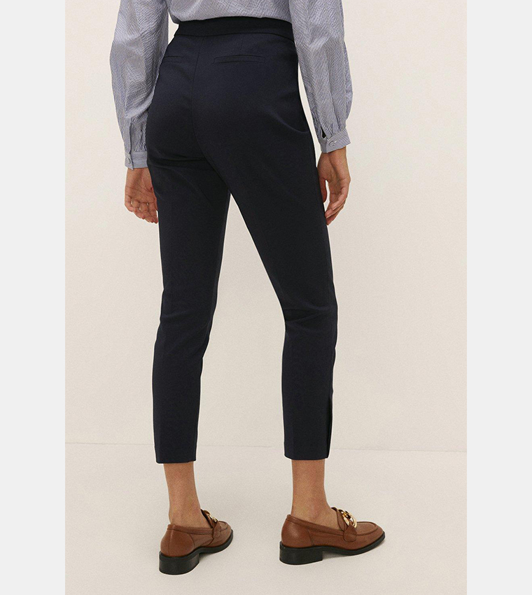 Buy Oasis Cotton Sateen Capri Pants In Blue 6thStreet Oman