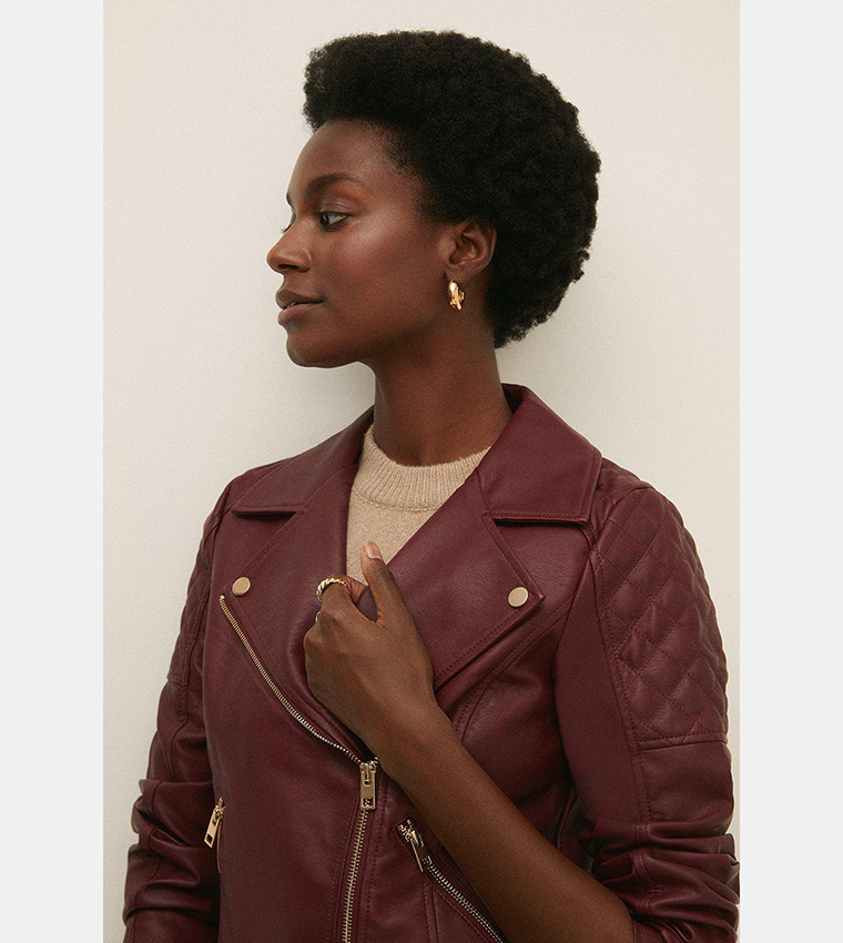Oasis leather biker jacket store