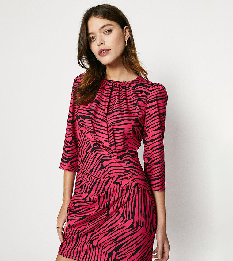 Buy Oasis Zebra Print Tuck Shift Dress In Pink 6thStreet Qatar