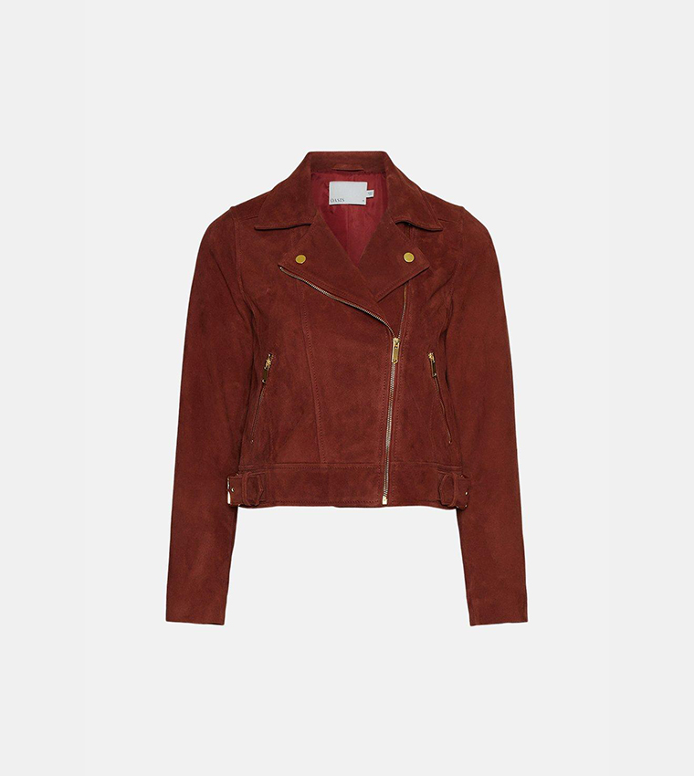 Buy Oasis Premium Suede Biker Jacket In Red 6thStreet UAE