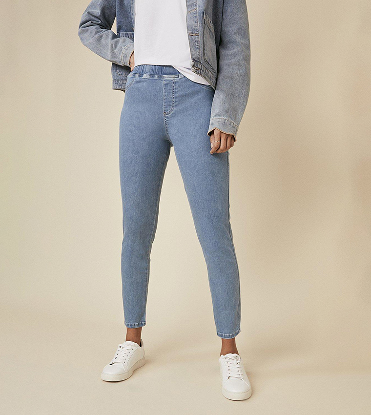 Buy Oasis Mid Rise Organic Cotton Jeggings In Blue 6thStreet UAE