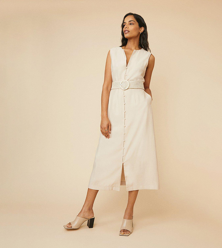 Buy Oasis Button Front Midi Dress In Natural 6thStreet Kuwait