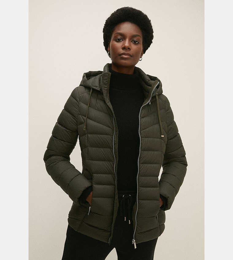 Buy Oasis Short Padded Packable Puffer Jacket In Khaki 6thStreet Qatar