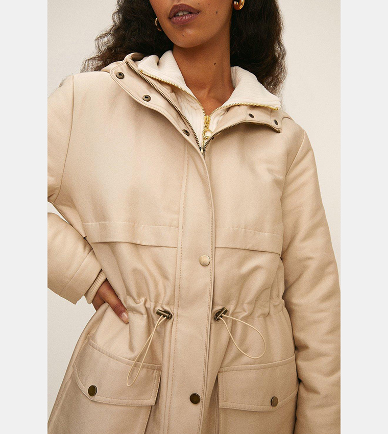Buy Oasis Longline Quilted Winter Parka Jacket In Beige 6thStreet Qatar