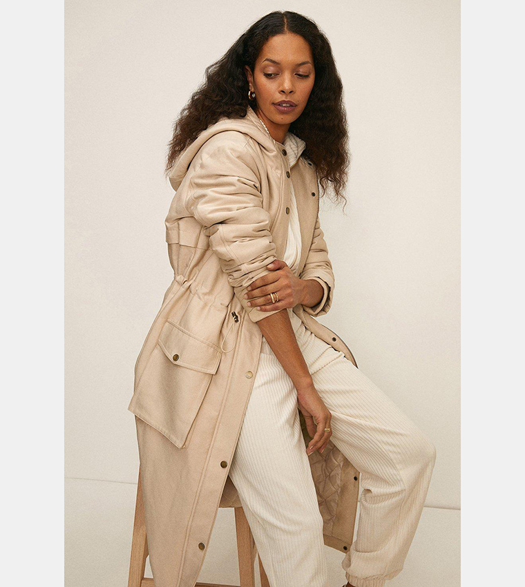 Buy Oasis Longline Quilted Winter Parka Jacket In Beige 6thStreet Qatar