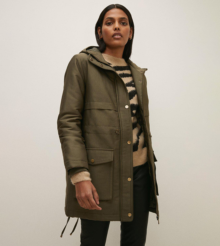 Buy Oasis Quilted Winter Parka Jacket In Khaki 6thStreet Qatar