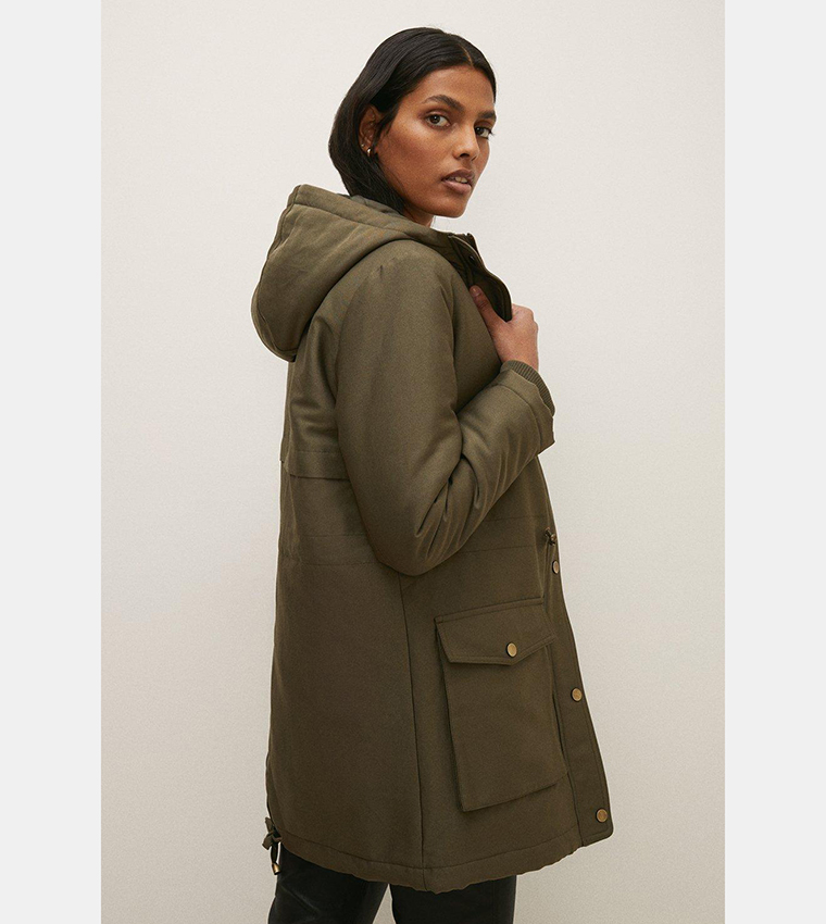 Buy Oasis Quilted Winter Parka Jacket In Khaki 6thStreet Qatar