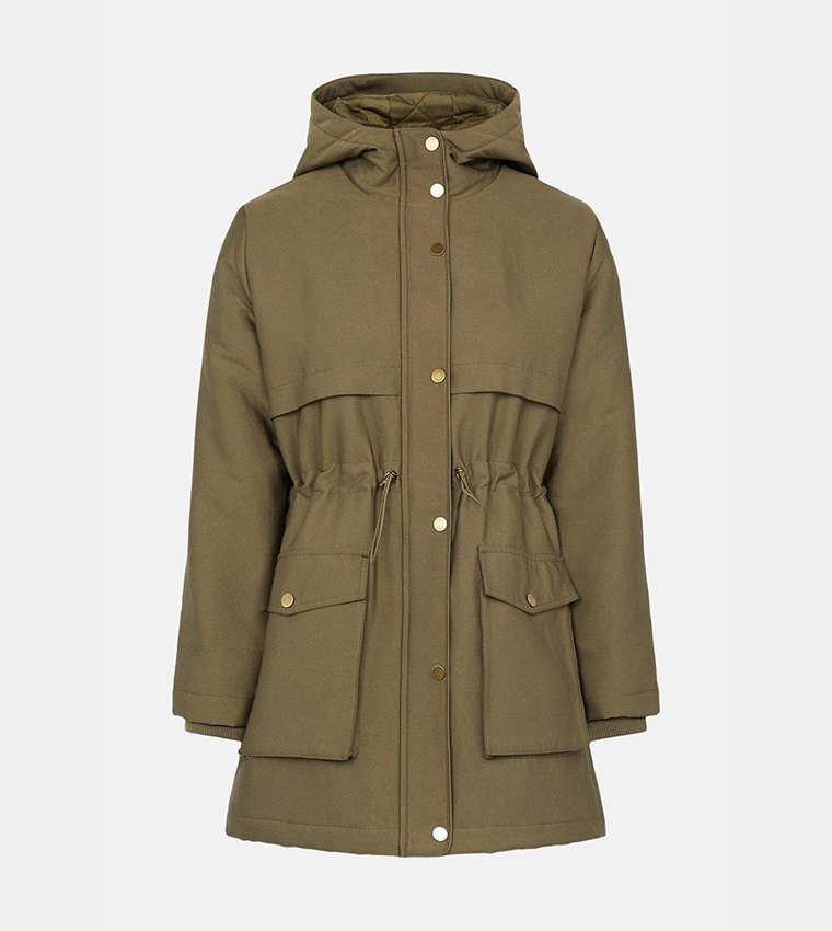 Buy Oasis Quilted Winter Parka Jacket In Khaki 6thStreet Bahrain