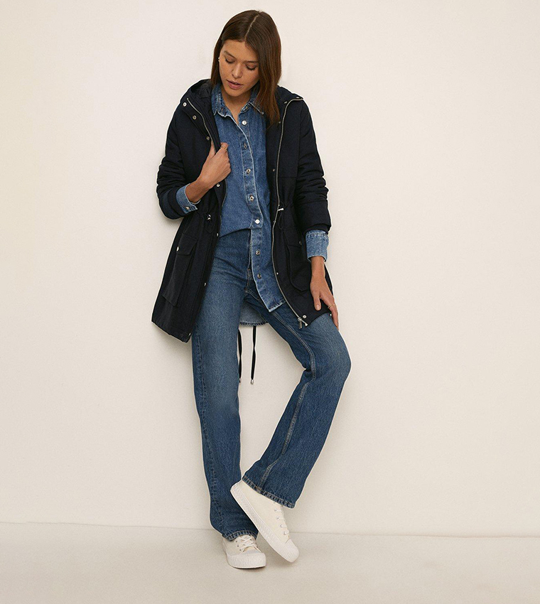 Buy Oasis Quilted Winter Parka Jacket In Navy 6thStreet Saudi Arabia
