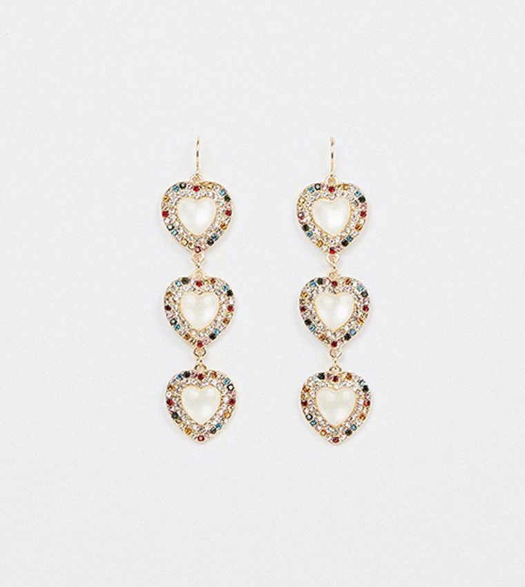 Multi gem drop earrings online