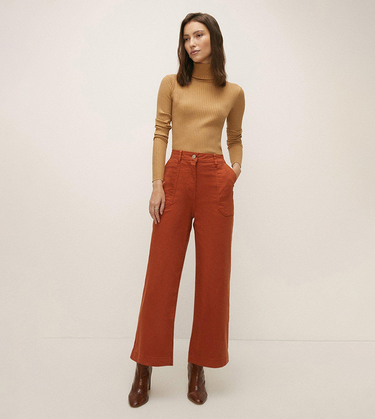 Buy Oasis Adeline Cropped Wide Leg Jeans In Orange 6thStreet Oman