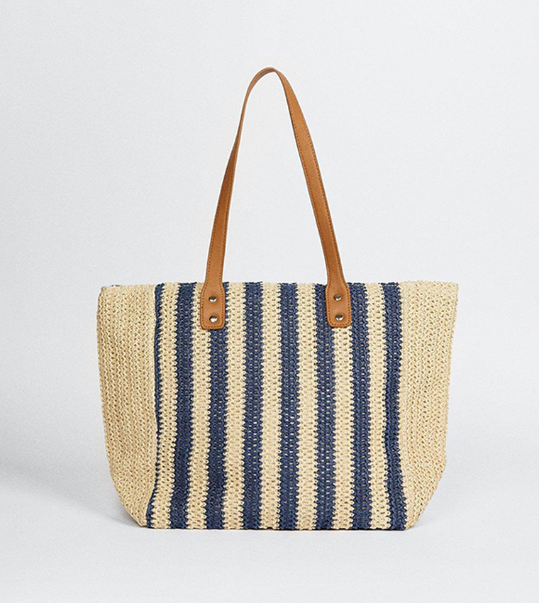 Buy Oasis Striped Beach Shoulder Bag In Navy 6thStreet Kuwait