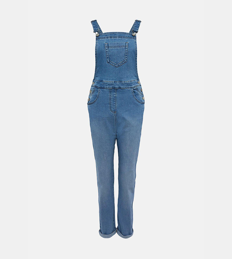 Buy Oasis Mom Fit Dungaree In Blue 6thStreet Oman