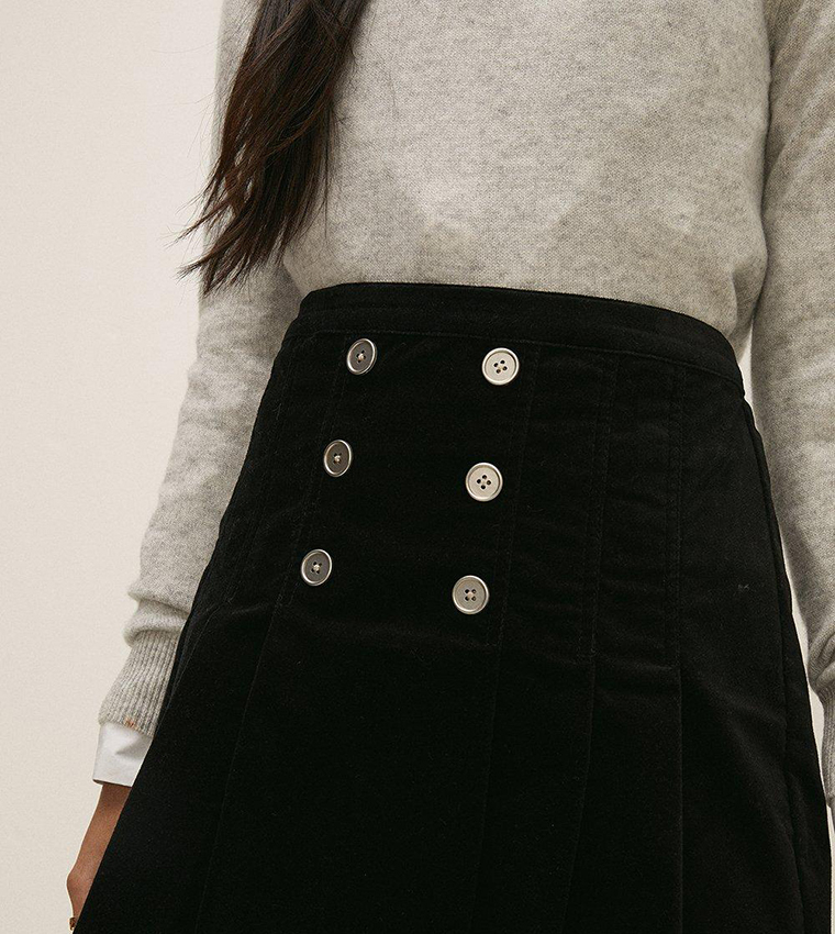 Buy Oasis Velvet Kilt Mini Skirt In Black 6thStreet Qatar