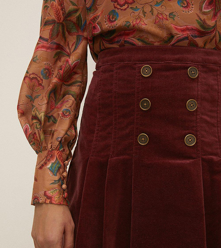 Buy Oasis Velvet Kilt Mini Skirt In Brown 6thStreet Bahrain