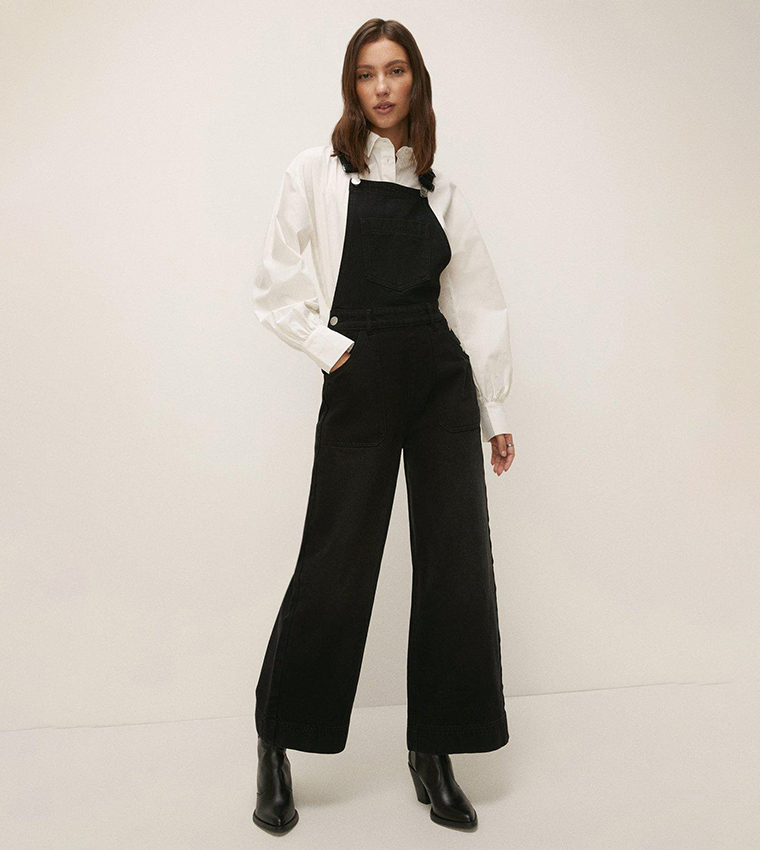 Wide leg cropped dungarees hotsell