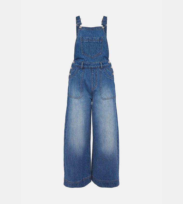 Wide leg cropped dungarees sales