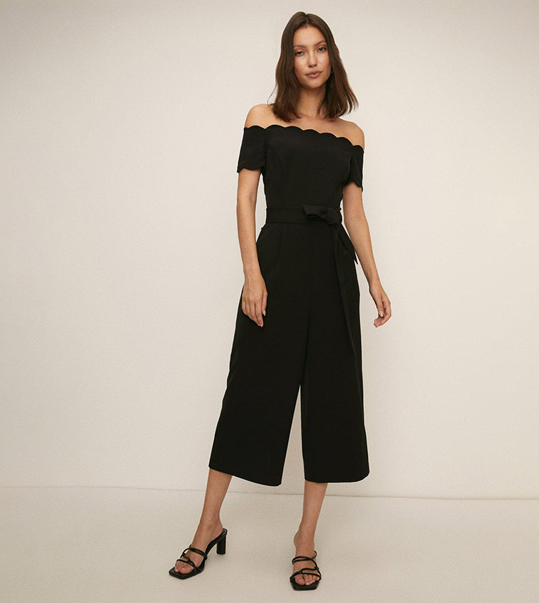 Black scallop jumpsuit clearance
