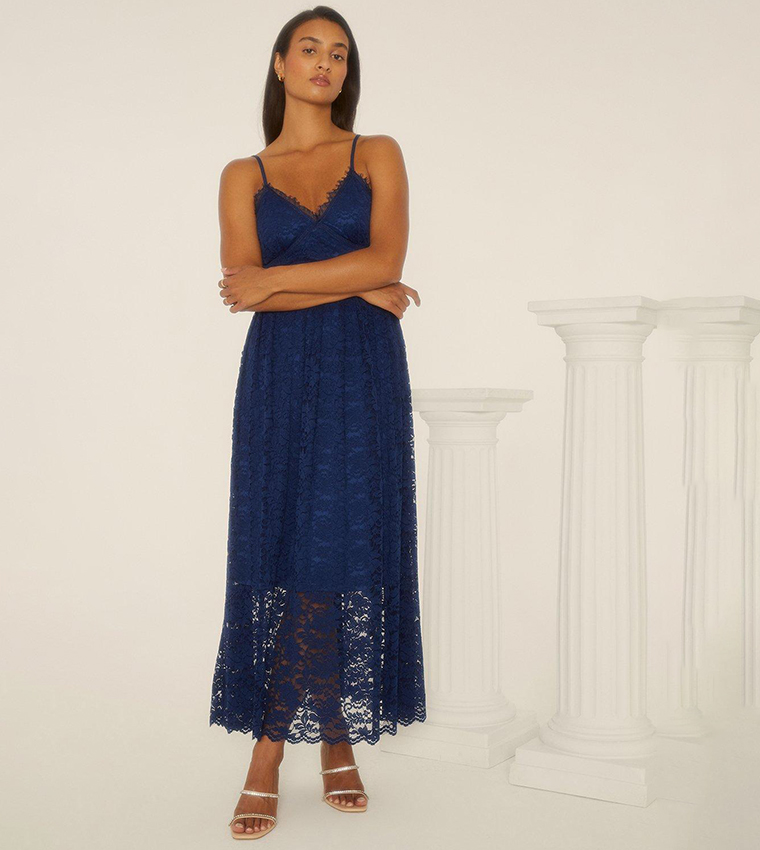 Navy Lace Midaxi Dress