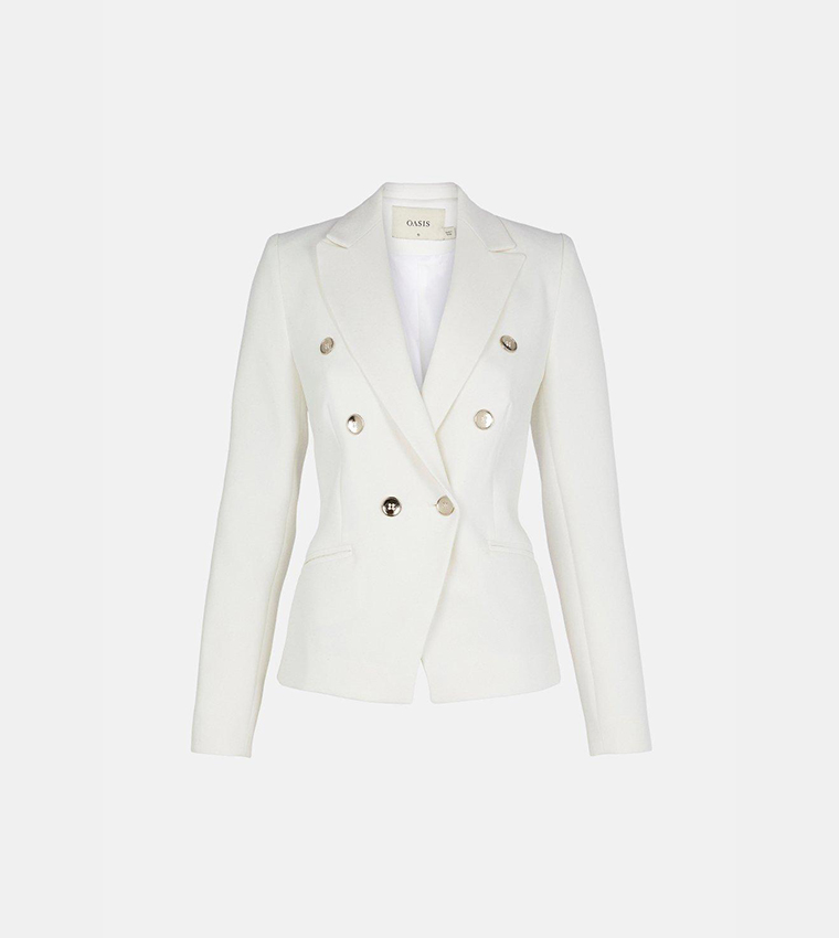 Buy Oasis Premium Double Breasted Blazer In White 6thStreet Kuwait
