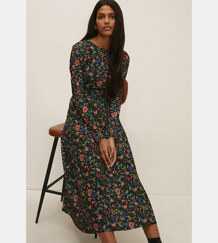 Floral pleated midi sales dress oasis