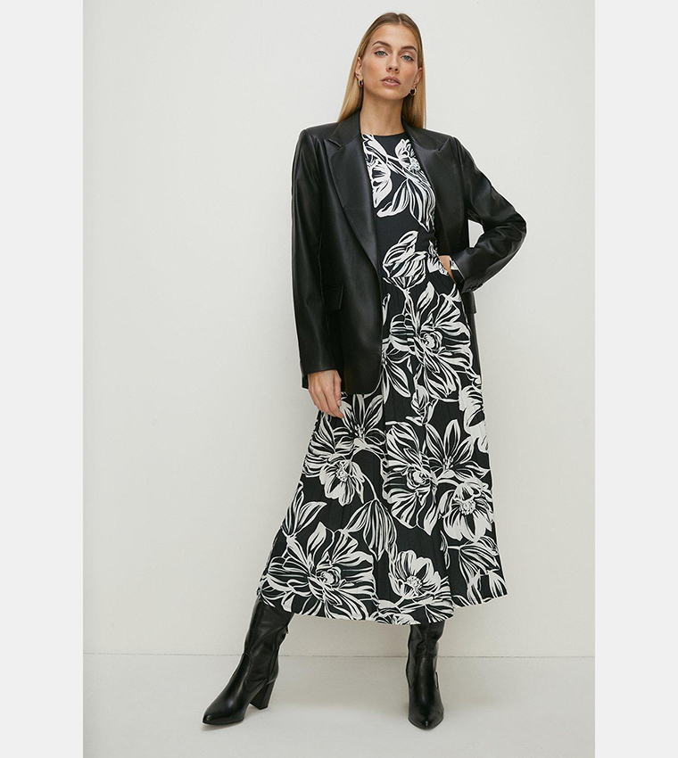 Buy Oasis Slinky Jersey Floral Pleated Midi Dress In Multiple