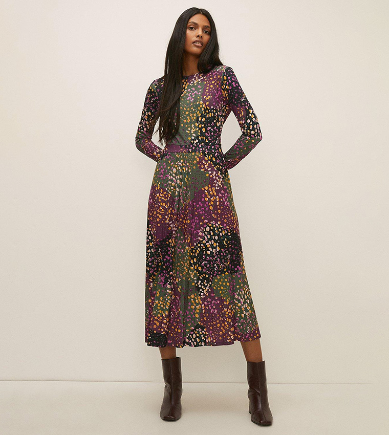 Oasis floral pleated midi dress clearance