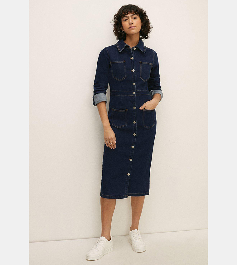 Oasis denim midi dress cheap