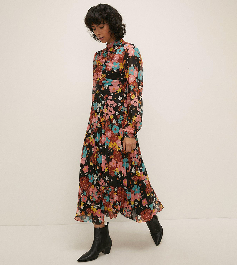 Ladies Dresses Oasis Floral Pleated Dress Buy Oasis 70S Floral