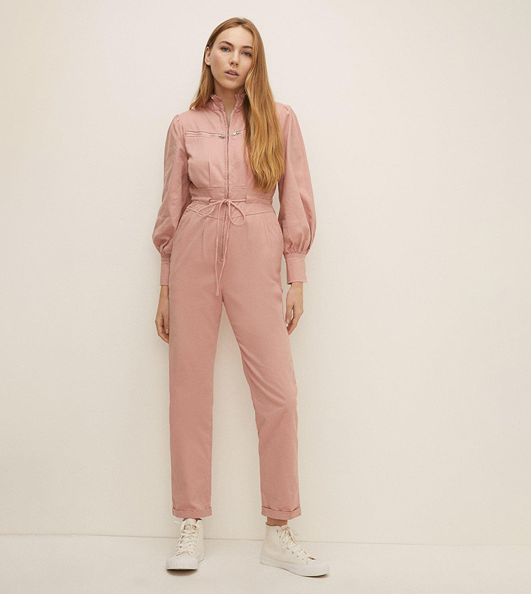 Buy Oasis Twill Zip Through Jumpsuit In Pink 6thStreet Qatar