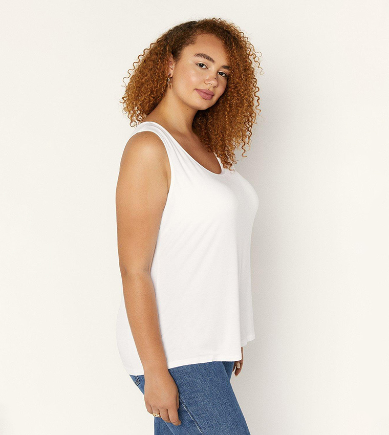 Buy Oasis Curve Satin Trim Core Top In White 6thStreet Qatar