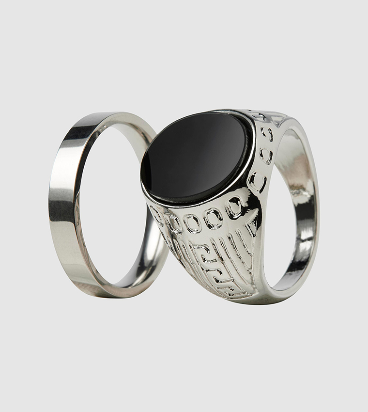 Buy Jack Jones Pack Of 2 Zinc Metal Rings In Silver 6thStreet