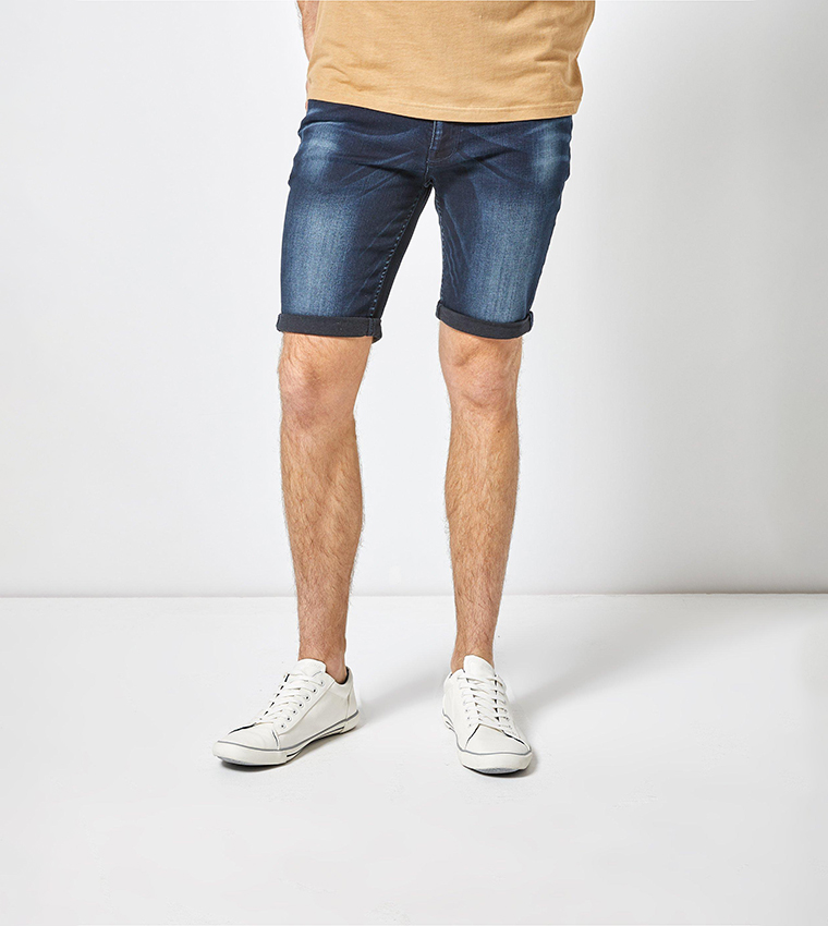 Buy Burton Washed Slim Fit Denim Shorts In Blue 6thStreet Qatar