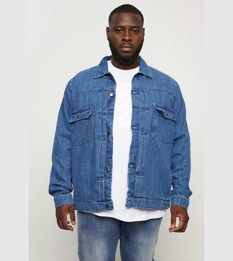 Buy Burton Pleated Front Denim Jacket In Blue 6thStreet Oman