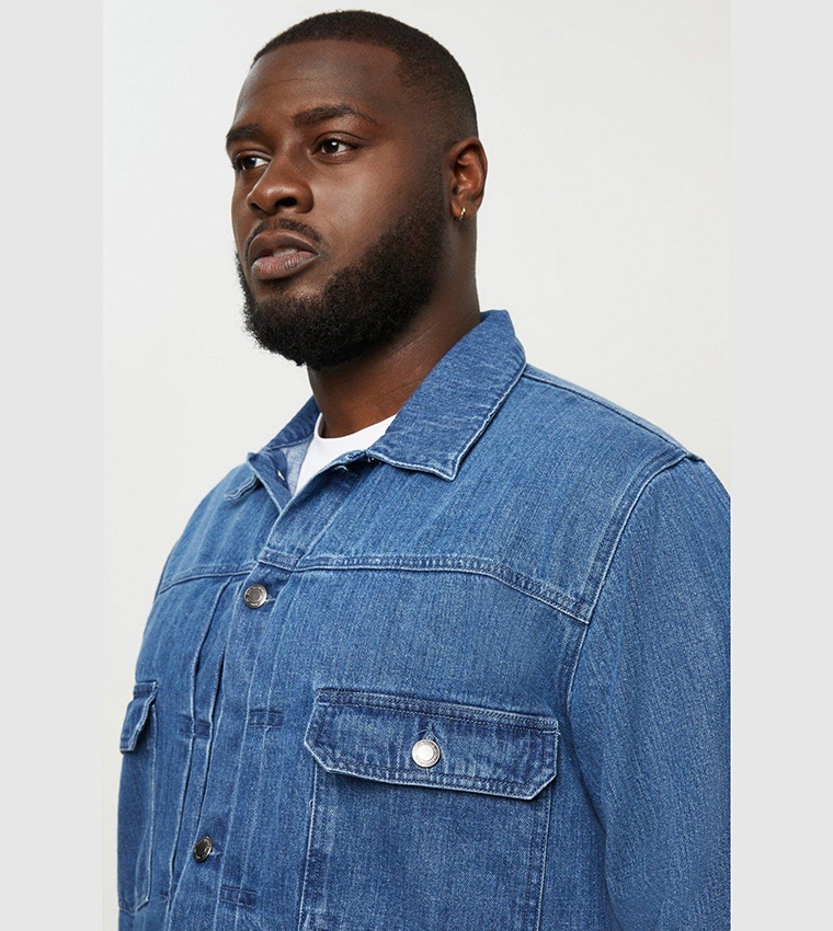 Buy Burton Pleated Front Denim Jacket In Blue 6thStreet Oman