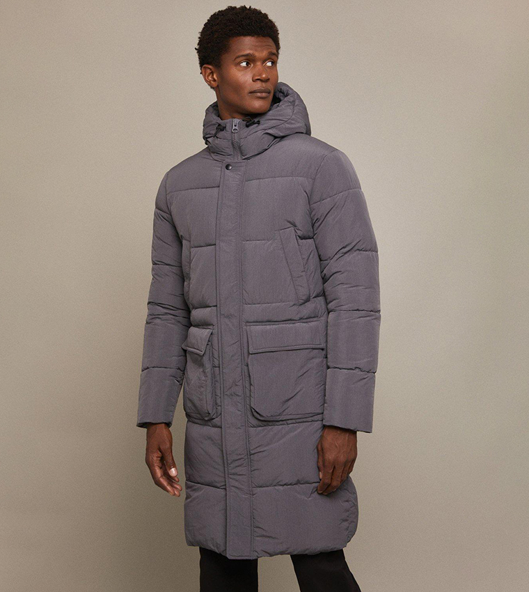 Buy Burton Crinkle Nylon Hooded Longline Puffer Jacket In CHARCOAL 6thStreet Kuwait