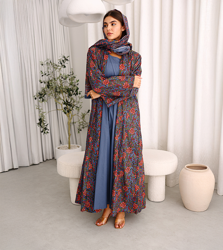 Floral Flared Sleeves Abaya