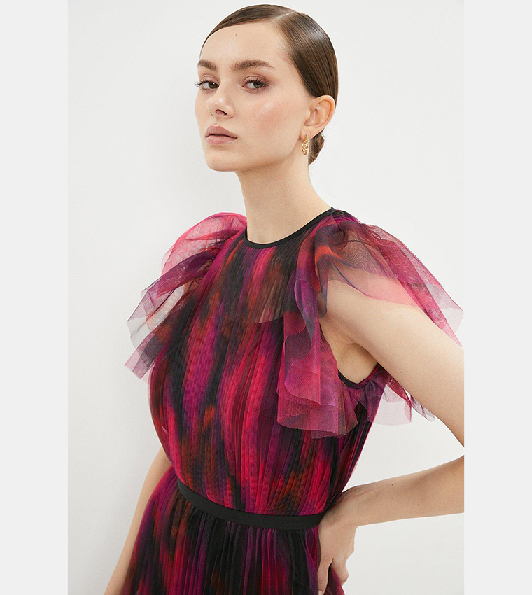 mesh printed dress with pleated skirt Buy Coast Mesh Printed Dress With Pleated Skirt In Blush
