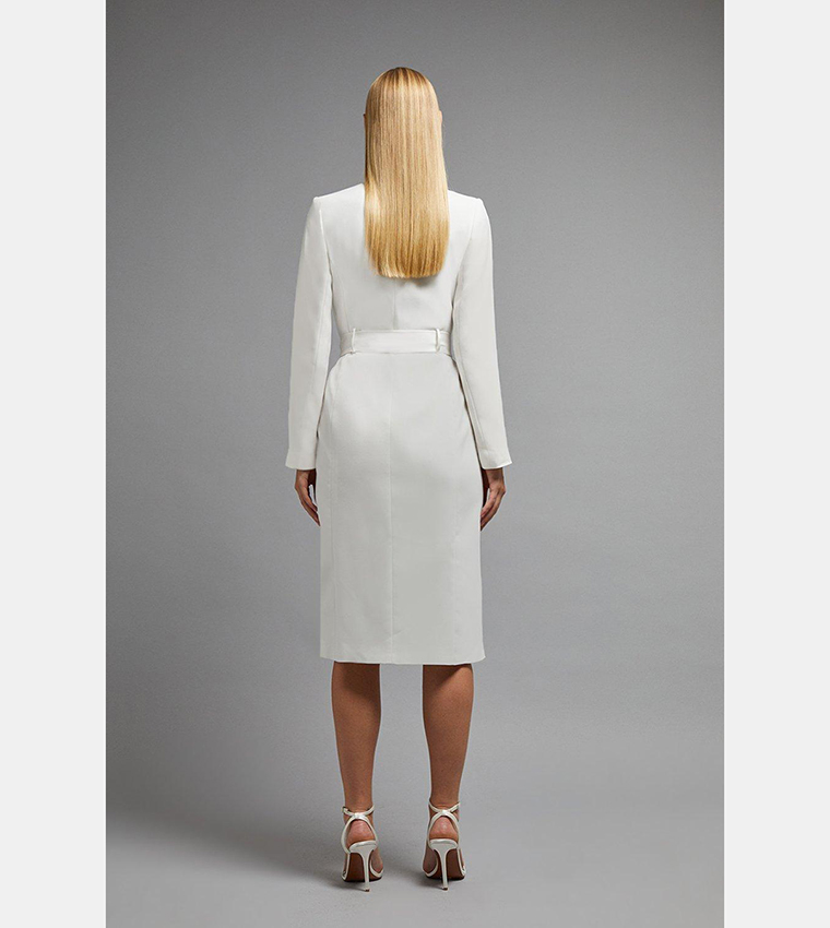 Buy Coast Premium Midi Tie Waist Tuxedo Dress In Ivory 6thStreet Bahrain