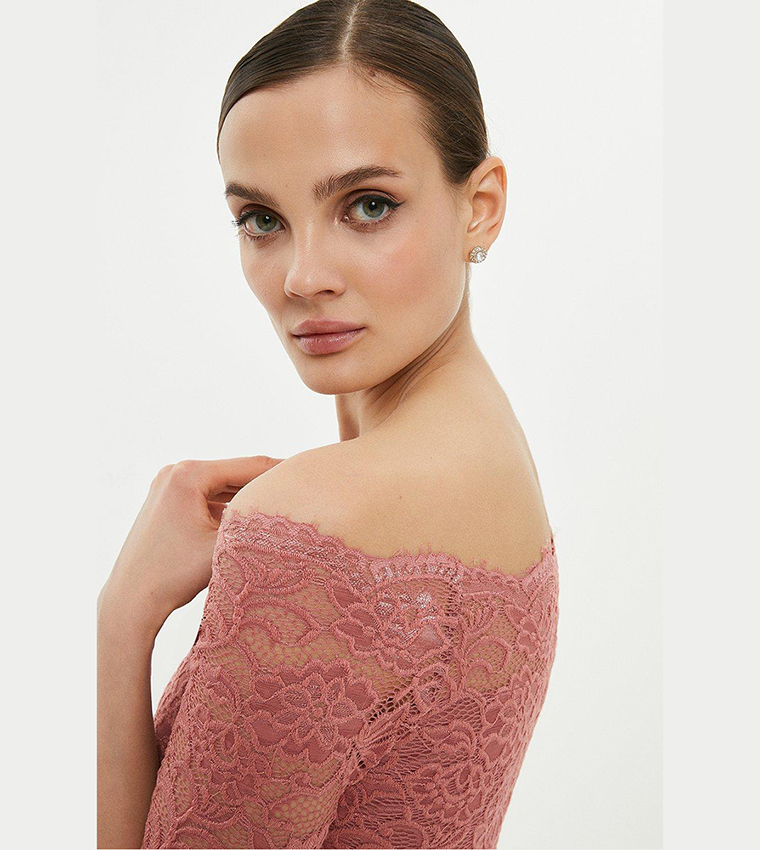 Celestial Rose Contrast Lace Bodysuit