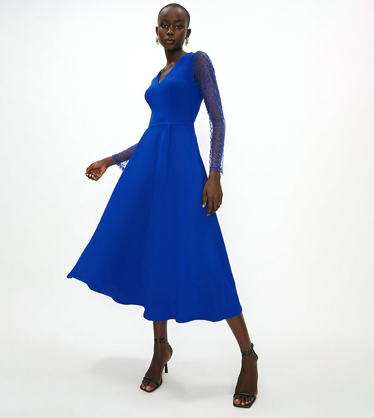 Buy Coast Spot Mesh Fit And Flare Dress In COBALT 6thStreet Oman